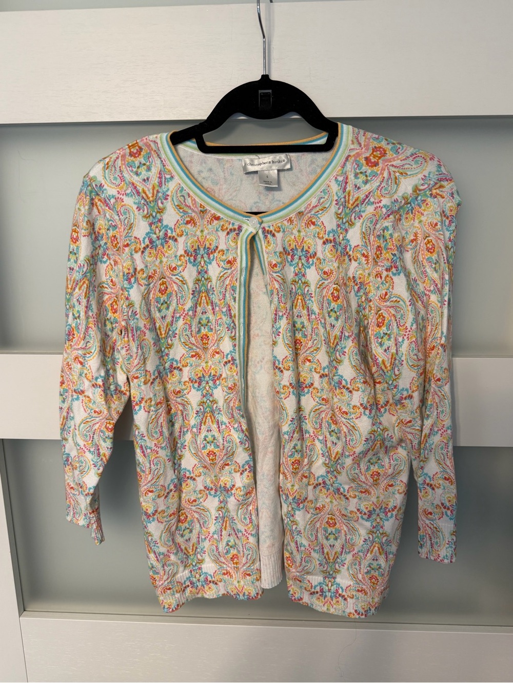Christopher & Banks White Multicolor Paisley Cardigan Jacket